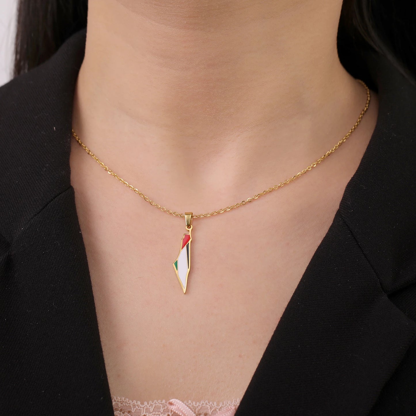 palestine map pendant necklaces