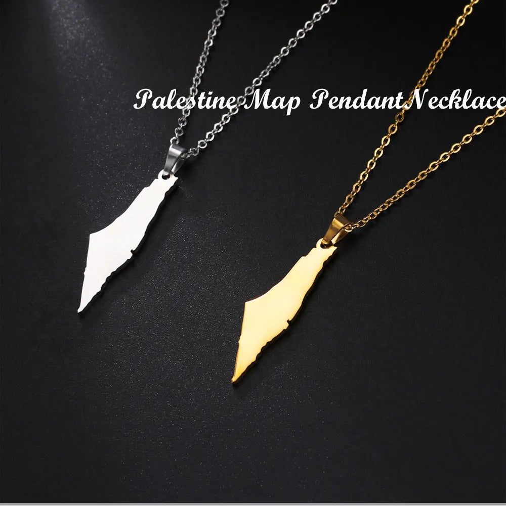 palestine map pendant necklace