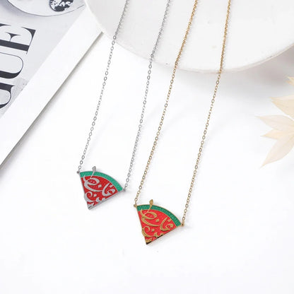 Arabic Text Watermelon Pendant Necklace