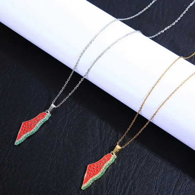 arabic text watermelon pendant necklace