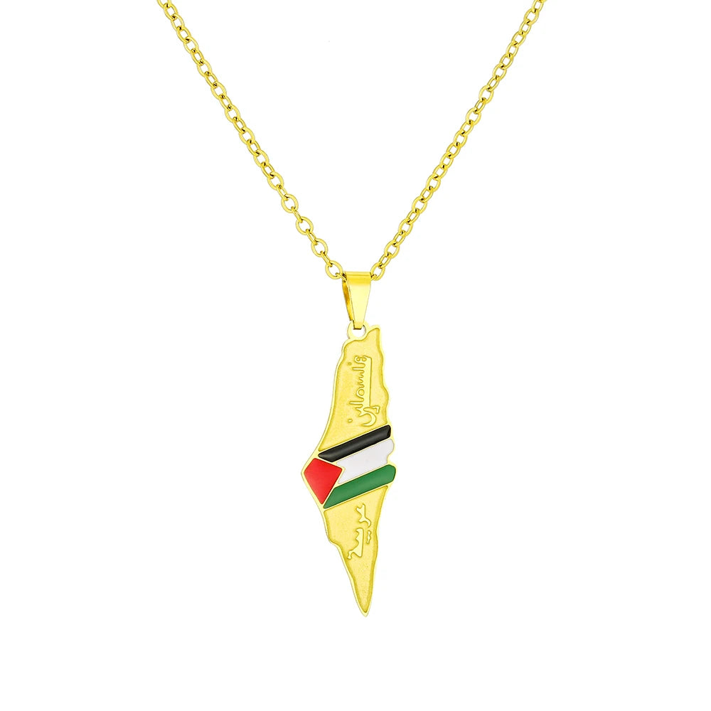 fashion palestine map pendant necklace