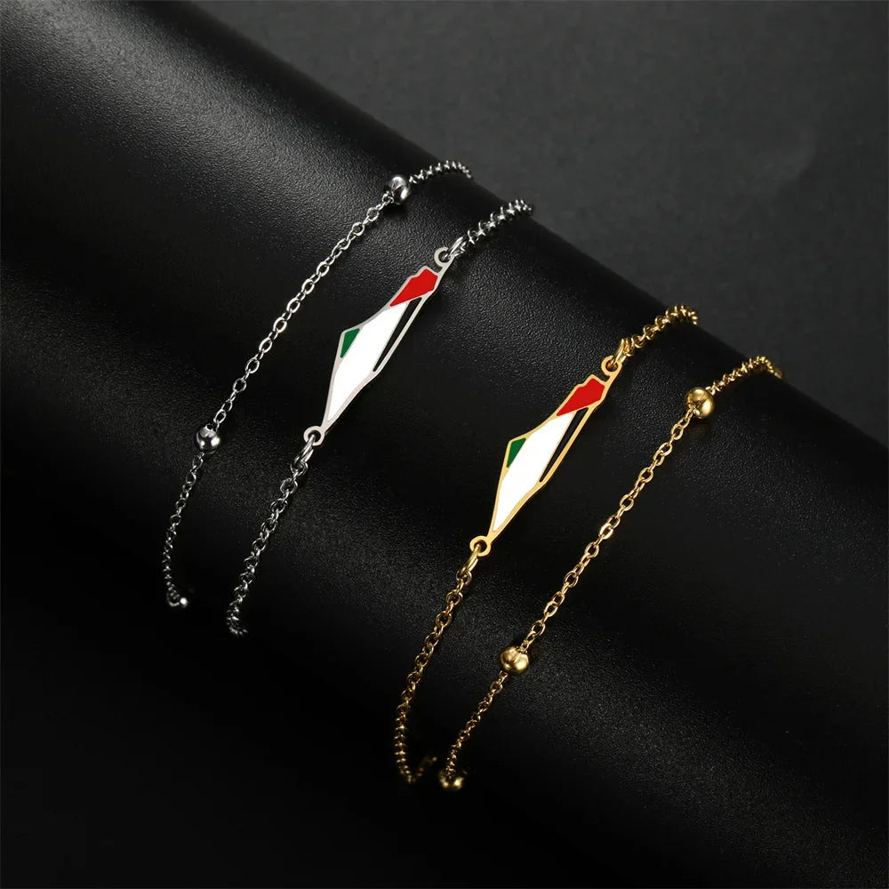 palestine map flag charms bracelets