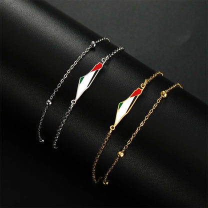 Palestine Map Flag Charms Bracelets