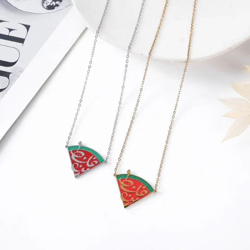 arabic text watermelon pendant necklace