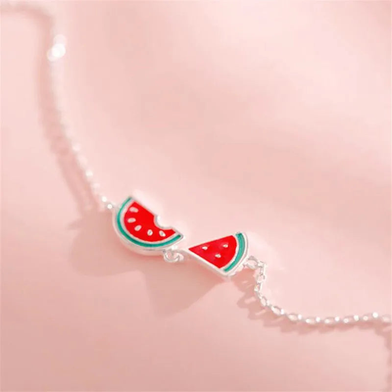 sterling silver watermelon fruit open bracelets