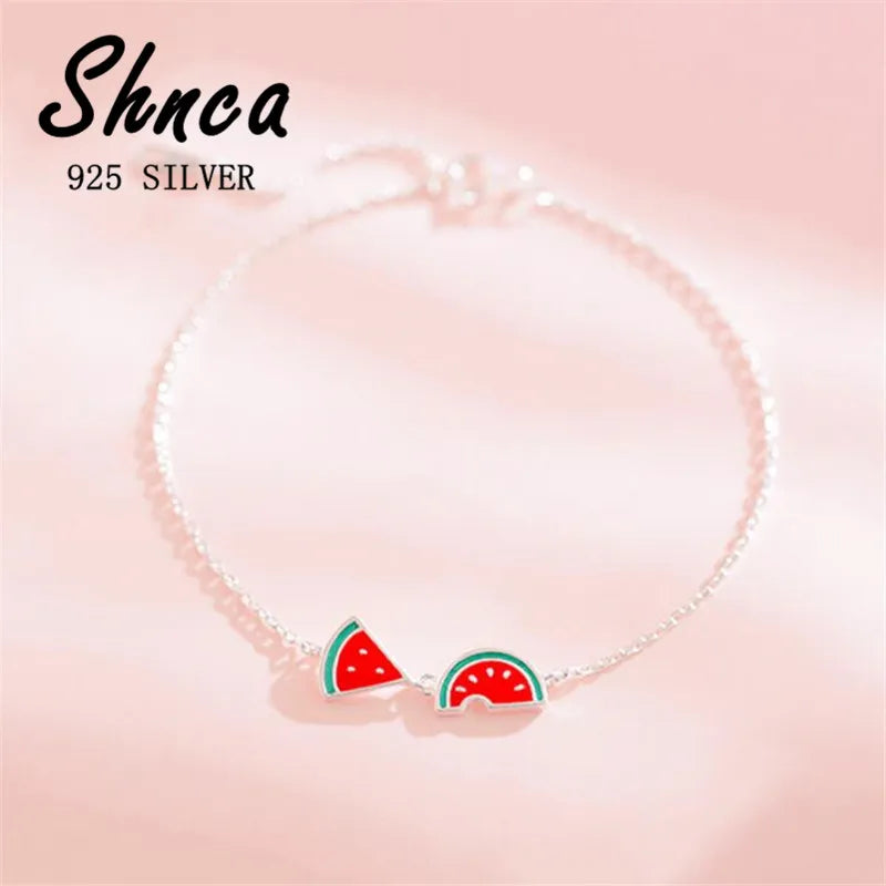 sterling silver watermelon fruit open bracelets