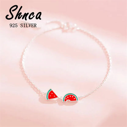 Sterling Silver Watermelon Fruit Open Bracelets