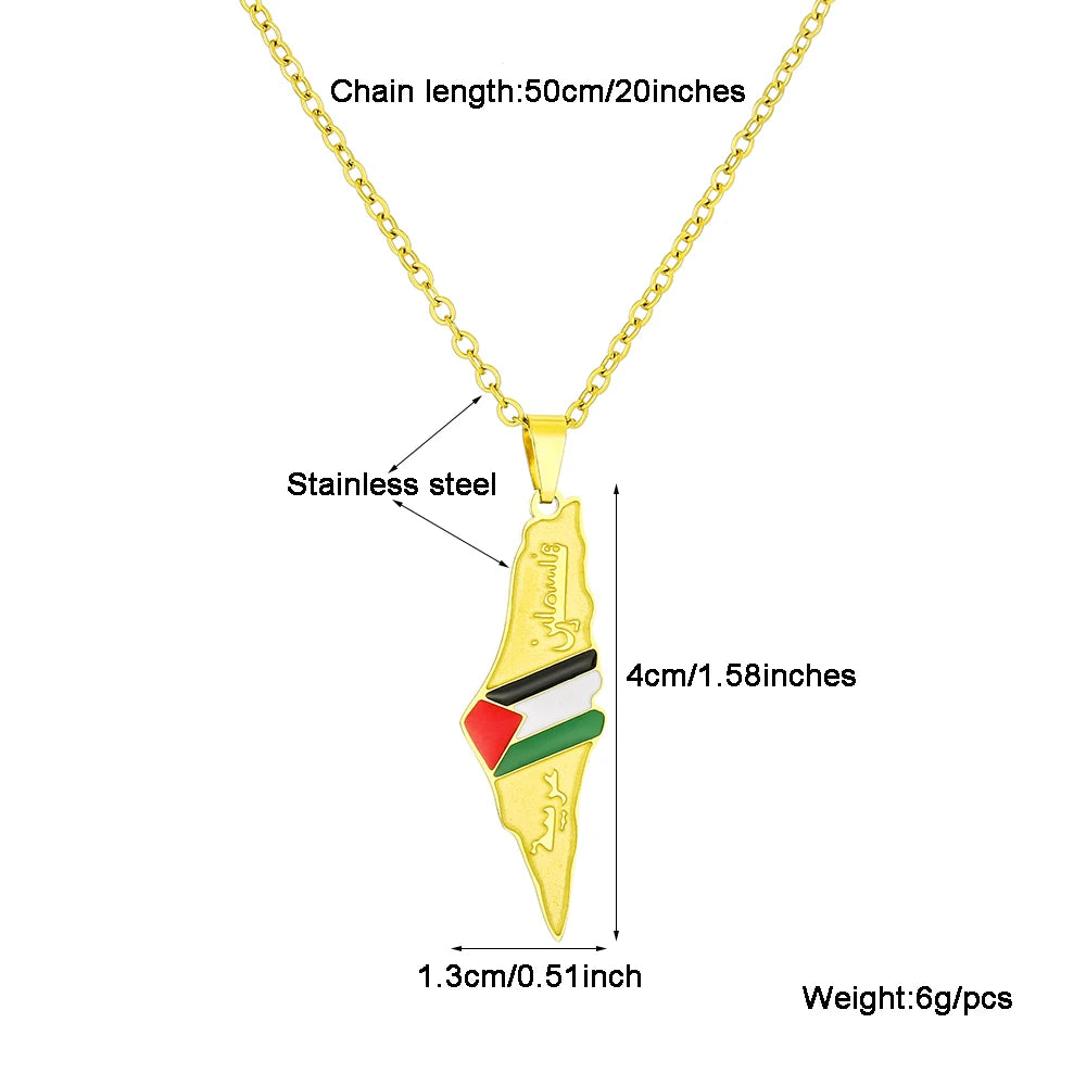 fashion palestine map pendant necklace