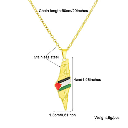 Fashion Palestine Map Pendant Necklace