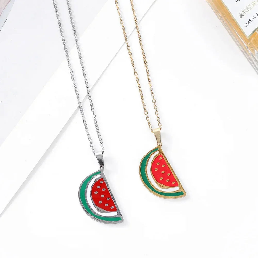 arabic text watermelon pendant necklace