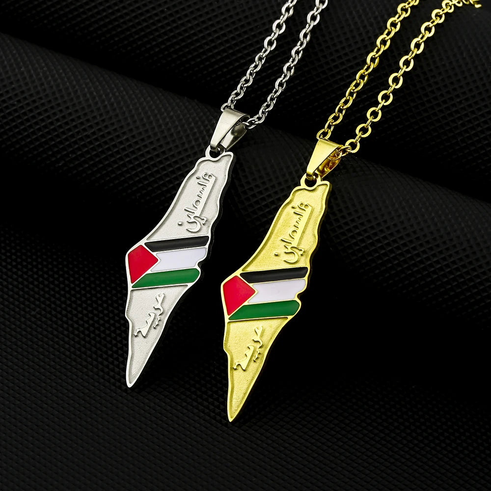 fashion palestine map pendant necklace