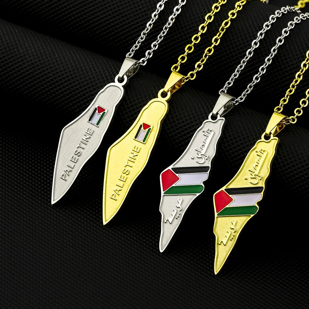 fashion palestine map pendant necklace