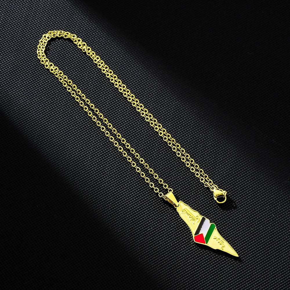 fashion palestine map pendant necklace