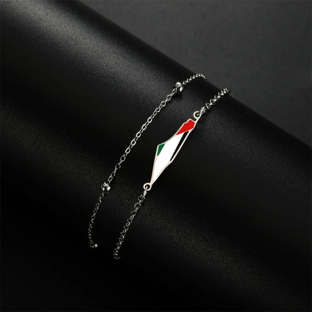 palestine map flag charms bracelets