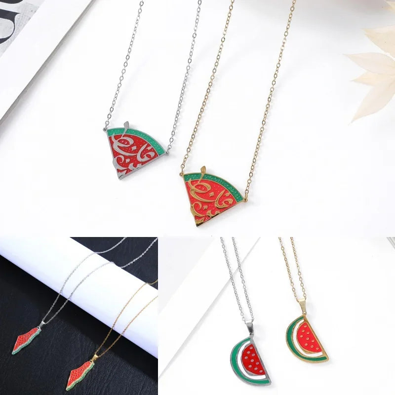 arabic text watermelon pendant necklace