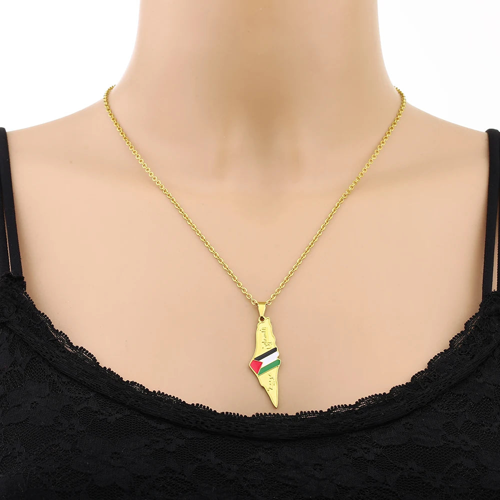 fashion palestine map pendant necklace