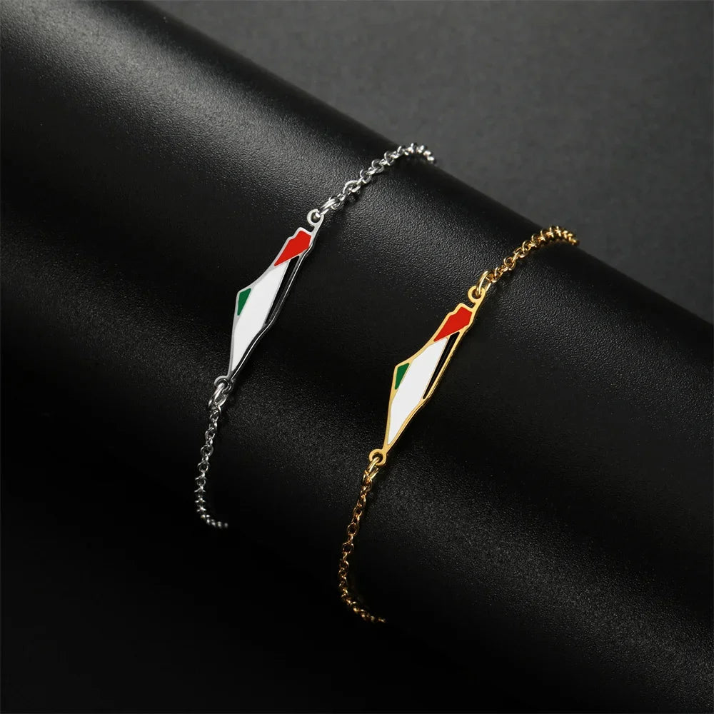 palestine map flag charms bracelets