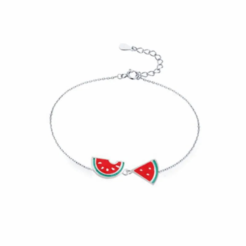 sterling silver watermelon fruit open bracelets