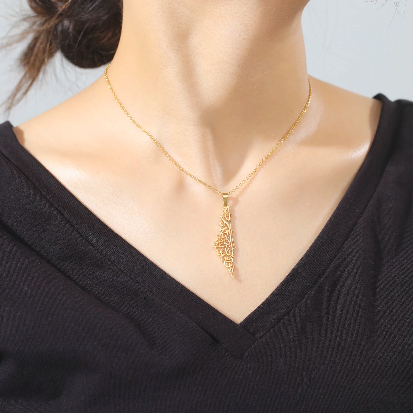 palestine map pendant necklace