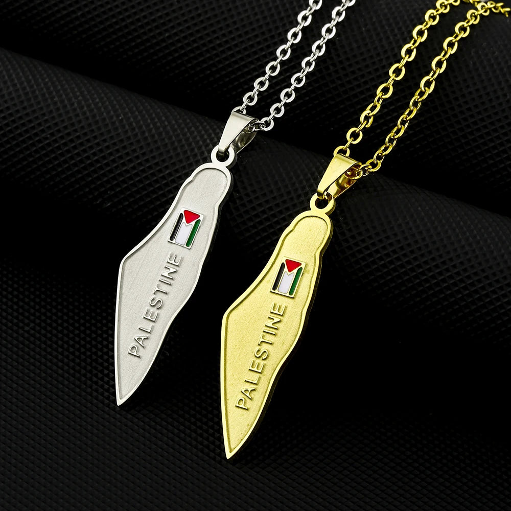 fashion palestine map pendant necklace